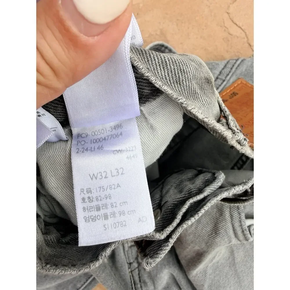 Levis 501 Jeans Men 32x32 Gray Original Fit Button Fly Straight Leg Premium